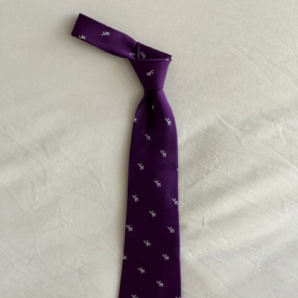 J Crew Silk Purple Moose Pattern Tie